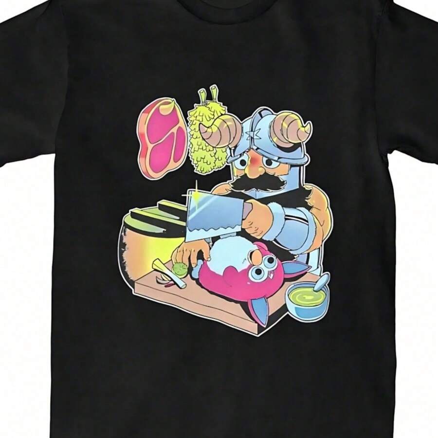 Senshi Anime Dungeon Meshi T-Shirt Beach Delicious In Dungeon Y2K T-Shirts Cotton Harajuku Tshirt For Adult Short Sleeve - 黑色 - 查看 1