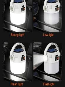 LED Solar Light Bulb, USB Rechargeable Camping Lamp, Portable Outdoor Spotlight, Multi-Function Hanging Lamp With Flashlight - White Light - View 7