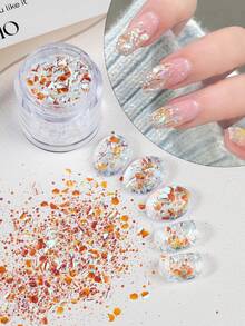 1/2 Bottle Spotlight Sequin Nail Glitter 3D Holographic Irregular Iridescent Silver Gradient Sparkly Flake Slices DIY Shiny Manicure Decoration Nail Accessories Nail Supplies For Women And Girls Nail Design - Multicolor - View 6