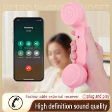 2026 New Vintage Telephone Handset With Microphone, Retro Wired Telephone Receiver Compatible With IPhone, Type-C For Smartphone Video Calls And Conversations - View 9
