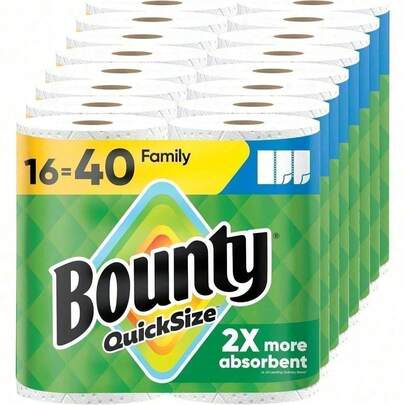 Bounty Paper Towels Select-A-Size White – 1 Mega Roll (164 Sheets/Roll), 2x More Absorbent, Quicker Picker Upper Vs. Leading Brand, Equals 4 Regular Rolls For Fewer Roll Changes