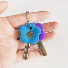 Multicolor Flower Shape Silicone Key Caps Set, Durable Color-Coded Key Covers, Easy Install Key Identifier Protectors For Key Management, Cute Keychain Accessories For Home Office Use, Sweet Gifts For Sisters Friends & Valentine's Day - Multicolor - View 2