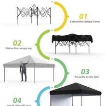 10 X 10ft Pop-Up Canopy, Foldable Outdoor Sunshade Shelter, One-Push Setup Tent  for Events, Parties, Camping and Commercial Use. Instant Setup Tent Shelter, with 1 Removable Sidewalls - Negro - Ver 2