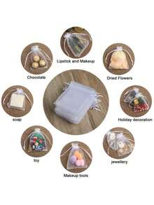 10-200pcs Organza Drawstring Pouches, Gift Bags Candy Jewelry Party Wedding Favor Bags Gift For Christmas Candy Wedding Birthday - Multicolor - View 7