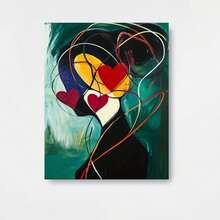 1pc Cuadro de Pintura Abstracta de Niña en Lienzo, Decoración de Pared Estilo Pintura al Óleo Graffiti, Impresiones en Lienzo de Arte Callejero para Dormitorio y Sala de Estar, Marco de Madera Maciza para Colgar con Preparación de Montaje, Cuadro de Pintura Abstracta de Niña, Marco de Lienzo, Lienzo Envolvente de Graffiti - Enmarcado - Ver 1
