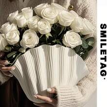 Modern Shell Vase For Home Decor – Elegant White Flower Vase With Fluted Texture, Perfect For Living Room, Bedroom, Office, Table Centerpiece, Wedding, Boho & Minimalist Style, Single Piece - A - View 7