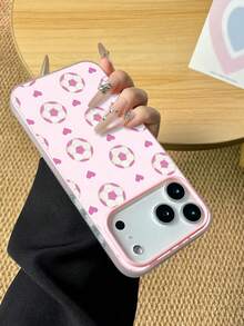 1pc Pink Hand-Painted Love Heart & Football Pattern 2-In-1 TPU Material Phone Case Suitable Compatible With Iphone 17/17 Pro Max/17 Pro/Air/13/16 Pro Max/16/15/14/12 Pro Max/13 Pro Max/11 Pro/14 Pro/15 Pro/12, Fashionable Protective Soft Shell, Luxury - Multicolor - View 4