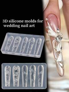 Khuôn làm móng hình hoa mộc lan 3D, dụng cụ làm móng silicon tự làm, khuôn thiết kế cánh hoa cho móng tay. - Trong sáng - Xem 2