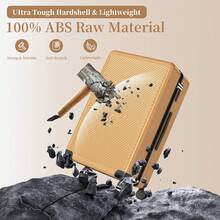 YSTYLE 4-teiliges Hartschalen-Kofferset in Gold mit diagonalem Muster, ABS-Koffer mit 360°-Rollen und TSA-Schloss, tragbarer 12-Zoll-Kosmetikkoffer, 12/20/24/28 Zoll, leicht, ideal für Urlaub und Geschäftsreisen - Rötlich-braun - Übersicht 3