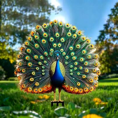 Biển hiệu trang trí sân vườn hình con công 2D bằng acrylic, kiểu dáng tinh tế, dùng cho chậu cây cảnh, ngoài trời, công viên hoặc bãi cỏ.