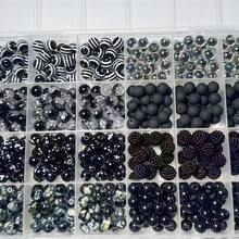 600颗8毫米粉色亚克力珠套装，款式多样，非常适合DIY首饰制作、礼品制作、情侣手工项链、配饰、手机链制作。 - 黑色 - 查看 6