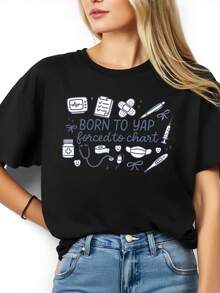Born To Yap Forced To Chart Nurse Shirt Medical Humor Gift For Healthcare Workers - Black - View 2