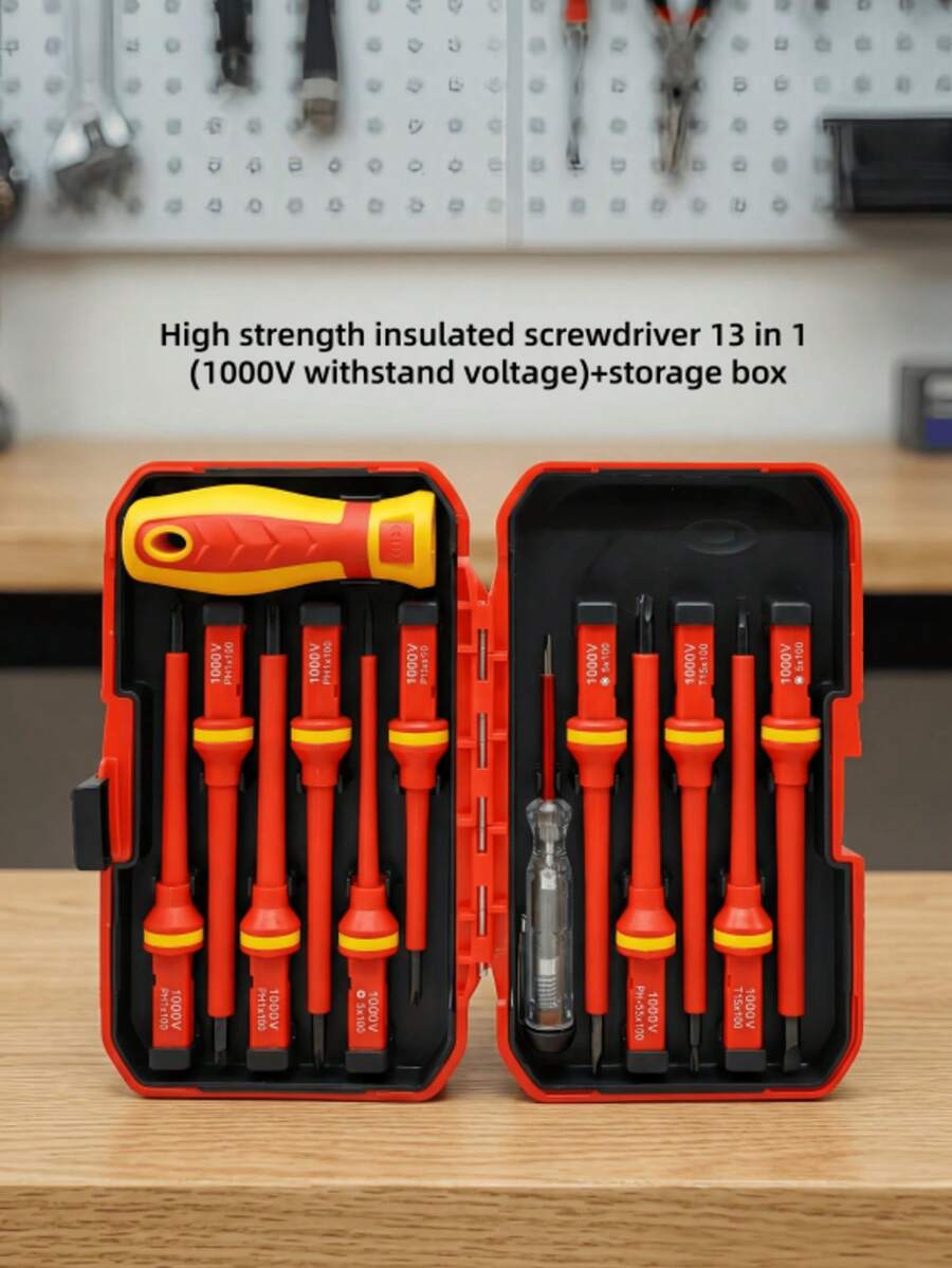 8pcs Insulated VDE Screwdriver Set, Electrician Screwdriver Kit With Storage Box (Random Assortment) - Multicolor - View 1