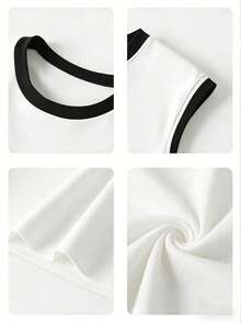 Áo tank top cổ tròn không tay dành cho nam sinh và học sinh tuổi teen, mát mẻ và thời trang, thích hợp cho mùa xuân/hè. - trắng - Xem 5