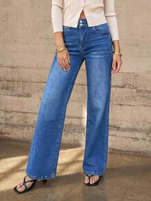 Women's Elastic Skinny Denim Jeans Casual Spring - Blue - View 2