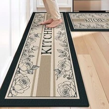 1pc French Elegant Floral Kitchen Mat, Kitchen Rug, Multiple Sizes Available, Housewarming Gift, Holiday Gift, Suitable For Kitchen, Dining Room, Entryway, Bathroom, Porch, Laundry Room, Balcony, Patio Etc. Decoration, Minimalist And Durable, All Season, Washable And Non-Slip, Suitable For Kitchen Rug, Dining Room Rug, Room Decor, Home Decor. - Multicolor - View 2