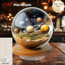 Đồ trang trí hình hệ mặt trời dạng phẳng 2D, 1 quả cầu acrylic, thiết kế xoay phẳng 2D, mang lại cảm giác thư giãn và trang nhã cho văn phòng và nhà cửa, phù hợp cho 11 dịp lễ hội. - 1PC - Xem 3