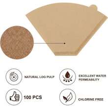 SOKANY [100 feuilles de filtre à café] Filtre à café en forme de V et en forme d'éventail, en pâte de bois naturelle sans blanchiment, avec une texture résistante et de haute définition, compatible avec les cafetières à filtre à infusion manuelle/les machines à café américaines, utilisé pour le reflux/l'infusion/la préparation, fournitures à café essentielles pour le thé de l'après-midi, le bureau et la maison - papier filtre à café - Voir 3