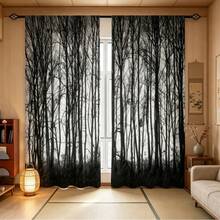 2 tấm rèm cửa in họa tiết Rừng Đen, chất liệu polyester, kiểu treo thanh rèm, thích hợp trang trí phòng khách, phòng ngủ hoặc phòng chơi game - Lấy cảm hứng từ thiết kế nghệ thuật của thiên nhiên, có thể giặt máy. - Nhiều màu - Xem 5