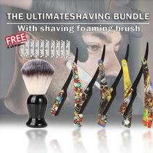 1pc Professional Stainless Steel Straight Edge Razor - Manual Folding Razor With Floral, Skull And Abstract Patterns, Precision Blades For Men's Shaving And Haircuts, Durable Portable Classic Razor - Razor Holder - View 5