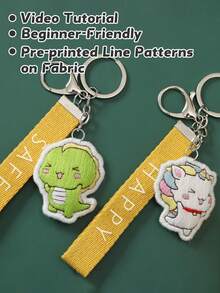 Bộ dụng cụ tự làm móc khóa thêu hình động vật hoạt hình chưa hoàn thiện, có 3 kiểu móc khóa để lựa chọn, móc khóa hình cá sấu dễ thương, phù hợp để gắn vào túi xách, điện thoại và móc chìa khóa - Món quà hoàn hảo - Bộ vật liệu kiểu C - Xem 3