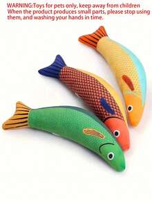 1个逼真鱼形毛绒猫玩偶，猫玩具，带沙沙声，柔软耐用，室内互动踢腿玩具，猫咪用品 - 彩色 - 查看 5