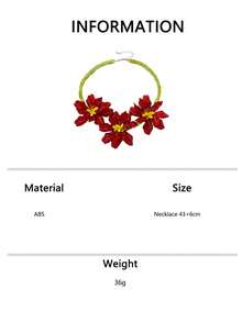 1 buah Kalung Berlapis Motif Bunga yang Berlebihan, Kalung Choker Modis, Liontin Unik untuk Musim Panas - Merah - View 7