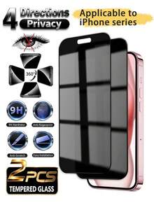 Bộ 2 miếng dán màn hình cường lực chống nhìn trộm 360°, tương thích với Apple 11/12/13/14/15/16/16 Plus/16 Pro/16 Pro Max/16e/17/17e/17 Air/17 Pro/17 Pro Max, bảo vệ riêng tư 4 mặt, kính cường lực chống hư hại, cảm ứng mượt mà, không độ trễ. - màu đen - Xem 29