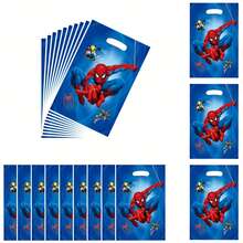 Marvel 30个漫威蜘蛛侠主题派对礼品袋 | 耐用塑料材质，拉链封口，红蓝卡通设计，适合生日庆祝、超级英雄派对装饰，方便手提 - 彩色 - 查看 4