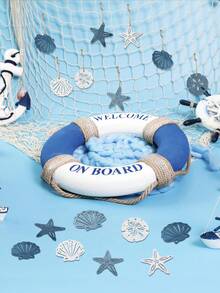 12pcs Wooden Starfish & Shell Decor, Carved Seashell & Starfish Art Pieces, Ocean Theme Wall Decor For Summer, Holidays, Birthdays, Home Accents, Graduation Ceremony (12pcs/Set) - A - View 2