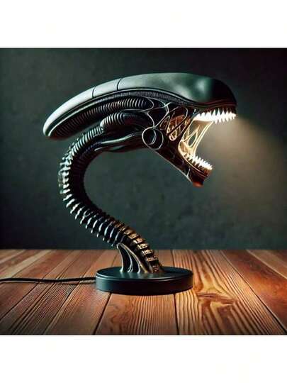 USB供电万圣节房间装饰床头灯，外星人造型树脂雕像摆件带灯，家居装饰外星生物雕塑，卧室家居装饰树脂摆件