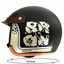 Casco de moto térmico de fibra de carbono brillante, casco abierto tipo media casco 4/3 unisex clásico vintage con visera desmontable, fibra de carbono sintética negra brillante - A - Ver 8