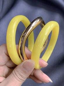 Bộ 3 vòng tay kiểu retro thanh lịch, thiết kế tối giản, phù hợp với trang phục thường ngày, trang sức thời trang nữ, chất liệu acrylic, không đính đá, phù hợp cho cả ngày thường và các bữa tiệc quanh năm (Chất liệu là nhựa Resin, vui lòng xác nhận chất liệu bạn thích trước khi mua) (Sản phẩm có chất lượng cao nhất) - Nhiều màu - Xem 3