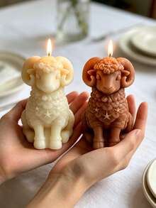 1 cây nến thơm hình cừu 3D | Nến sáp đậu nành thủ công hình động vật dễ thương, đồ trang trí sáng tạo cao cấp, đạo cụ chụp ảnh, trang trí nhà cửa, quà tặng & nến trang trí thủ công - 1PC - Xem 2