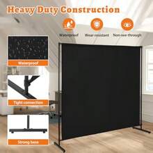 Room Divider Single Panel 71''W X 71''H Height Adjustable Large Room Divider Panel For Office Fabric Portable Privacy Screen Wall Divider For Room Separation Freestanding Partition Separators - Black - View 5