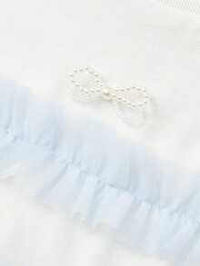 Balabala Vestido de tul degradado de verano para niñas 2026, con detalles de perlas y lazos, malla suave y transpirable, estilo elegante de princesa - tinte azul - Ver 7