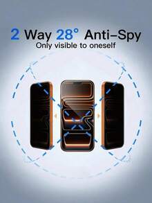 Privacy Privacy Phone Film Phone Screen Protector 2Pcs Privacy Tempered Glass Screen Protector For IPhone 17 ProMax/16/15/14/13/12/11 Anti-Spy Anti-Fingerprint Anti-Scratch Bubble Free Touch Sensitive Phone Film Mother's Day Gift - Black - View 2