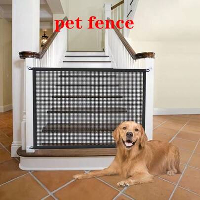 6-Hook Pet Door Barrier, Easy Installation Without Drilling, Strong Prevent Cats/Dogs From Running Out, Indoor Thick & Sturdy Fence, Isolation Guard For Pets