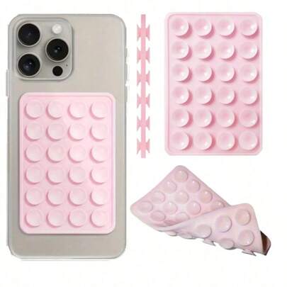1pc Double-Sided Silicone Suction Cup Phone Holder, Suitable For Phone Cases, Hands-Free Sticky Phone Handle. Applicable To Various Devices, Essential For Holiday Parties, Also The Best Gift For Valentine's Day, Christmas, Thanksgiving.