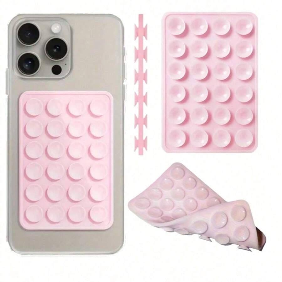 1pc Double-Sided Silicone Suction Cup Phone Holder, Suitable For Phone Cases, Hands-Free Sticky Phone Handle. Applicable To Various Devices, Essential For Holiday Parties, Also The Best Gift For Valentine's Day, Christmas, Thanksgiving.