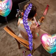 Peluca Trenza Extensión Cabello Lila Demon Rumi Fiesta - Morado Violeta - Ver 7