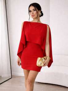 Evening Wedding Party Dress And Blouse Set - 紅色 - 查看 1