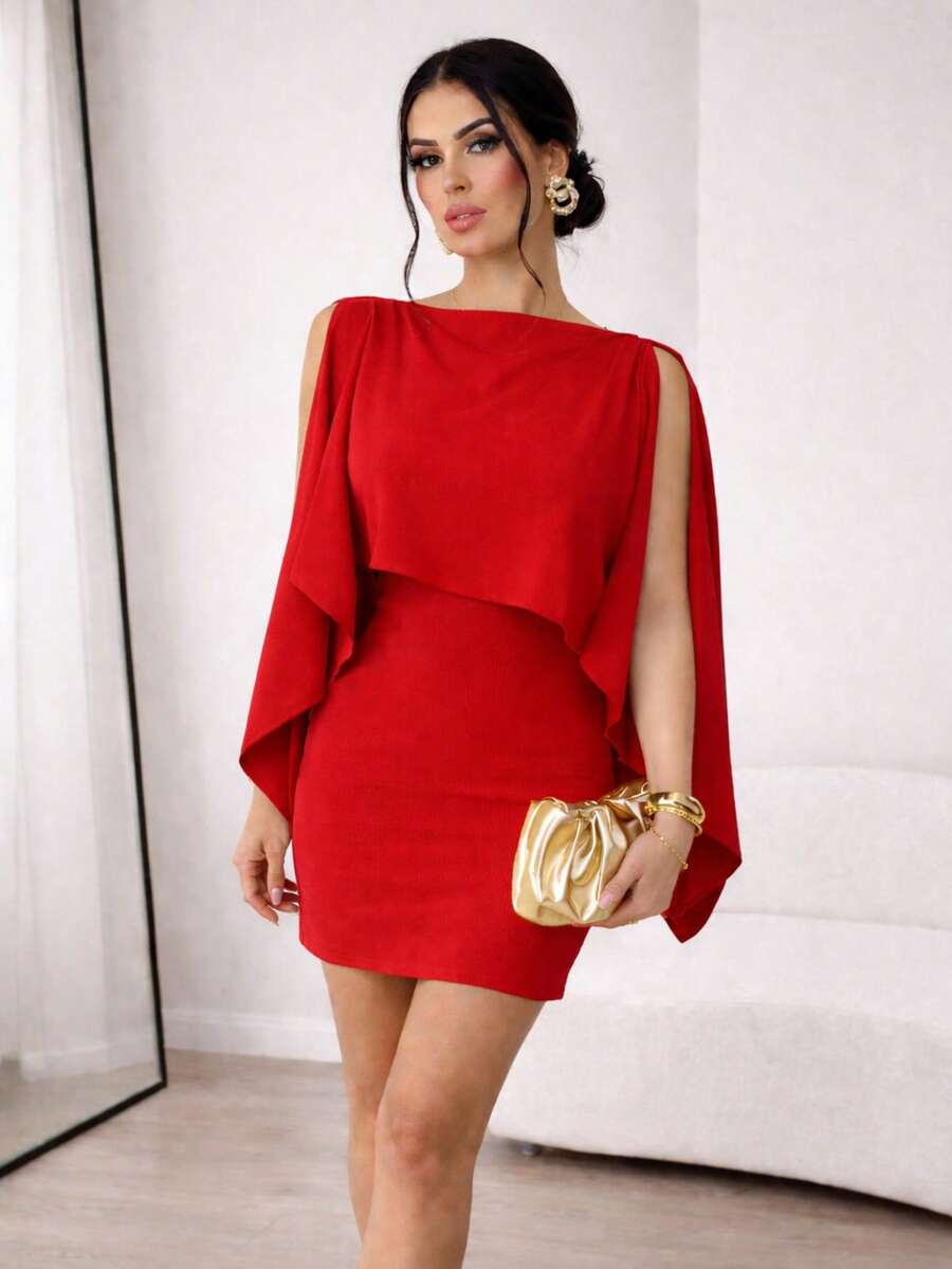 Evening Wedding Party Dress And Blouse Set - 紅色 - 查看 1