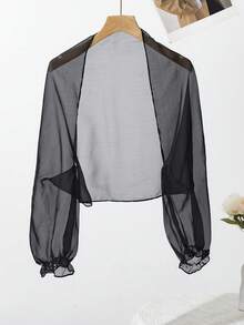 1pc Women's Printed Regular Fit Solid Color Long Sleeve Shawl, Slight Color Difference Due To Lighting - Multicolor - View 22