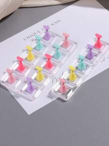 12-Slot Non-Magnetic Nail Polish Display Stand, Made Of Transparent Acrylic Material With Colorful Hazy Tones, Can Be Used As Nail Polish Display And Nail Art Practice Holder, Suitable For Clay And Nail Stickers, DIY Nail Art Accessory - Multicolor - View 2