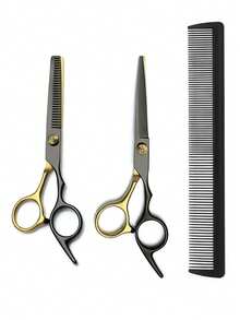 3pièces/1 pièce Ensemble de tondeuse et de coupe-cheveux professionnel - Ensemble de tondeuse en acier inoxydable noir et or avec peigne de coiffage, conception ergonomique, outil de coupe de cheveux de qualité salon pour la maison, cadeau parfait pour les coiffeurs - Multicolore - Voir 13