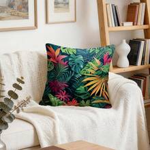 4 piezas Fundas de cojín con estampado de plantas tropicales y florales, fundas de cojín impresas por un solo lado para decoración de sala de estar, sofá y dormitorio, 40x40cm/45x45cm/50x50cm, no incluye relleno de cojín - Multicolor - Ver 8