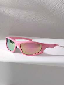 1副Y2K Baddie银色街头风运动时尚眼镜，欧美时尚 - 彩色 - 查看 7