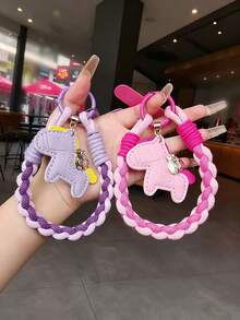 编织手机挂绳，配结实耐用的皮革马形吊坠、腕带、钥匙链、防丢垫 - 彩色 - 查看 1