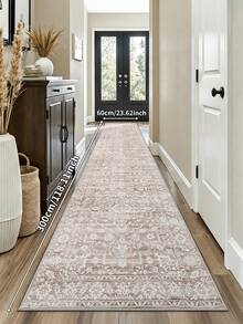 1 pieza Alfombra de área beige, estilo bohemio, lavable antideslizante de lana sintética, 1160g/㎡, adecuada para sala de estar, dormitorio, cocina, oficina, entrada - Beis - Ver 6